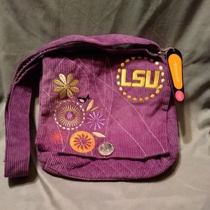 🔥NWT LSU Quilted Corduroy Purple Bag 10.5"×10.5"